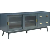 [en.casa] Fernsehschrank Susa mit Glas-Front 160x40x65 cm Grau