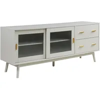 [en.casa] Fernsehschrank Susa mit Glas-Front 160x40x65 cm Beige
