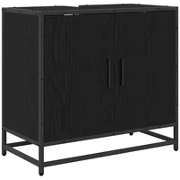VidaXL Waschbeckenschrank mit Tür Schwarz Eichen-Optik 65 x 33