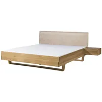 MASSIVMOEBEL24.DE Bett mit Nachttisch Fichte 200x200x85 natur gebeizt /