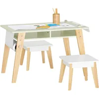 SoBuy Kindertisch mit 2 Hockern 80 x 48 x