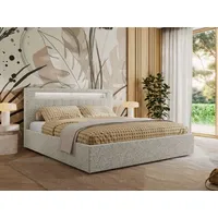 Mks möbel MKS MEBLE Polsterbett Doppelbett mit Holzlattenrost GOLD