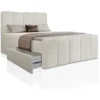 Juskys Boxspringbett Manitoba mit Bettkasten 180x200 cm - Bouclé-Stoff,