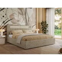 Mks möbel MKS MEBLE Polsterbett Doppelbett mit Holzlattenrost GOLD