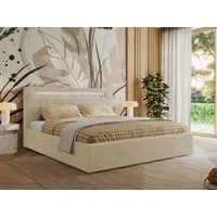 Mks möbel MKS MEBLE Polsterbett Doppelbett mit Holzlattenrost GOLD