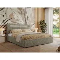 Mks möbel MKS MEBLE Polsterbett Doppelbett mit Holzlattenrost GOLD