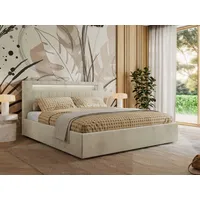 Mks möbel MKS MEBLE Polsterbett Doppelbett mit Holzlattenrost GOLD