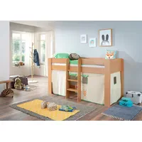 RELITA Hochbett Andi 90 x 200 cm Buche beige-grün