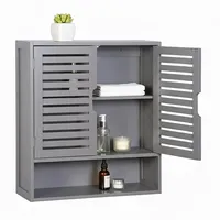 Relaxdays Hängeschrank, grau Holzwerkstoff, Holz, 59x66x21 cm, Badezimmer, Badezimmerschränke,