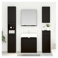 VidaXL Badezimmerschrank-Set 2-tlg. Schwarz