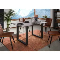 MASSIVMOEBEL24.DE Esstisch Akazie 140x90 grau lackiert / U-Beine anth.