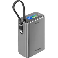 Swissten 25000 mAh Reise-Powerbank mit integriertem Kabel, Grau