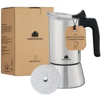 Groenenberg Espressokocher Induktion + Edelstahl Mokkakanne 200ml - Silber