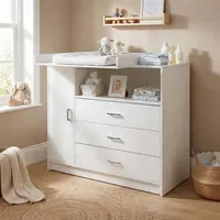 Ecomi Wickelkommode Wickeltisch Baby Kommode aus Holz mit Wickelaufsatz,