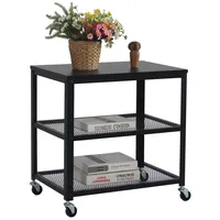 Relaxdays Schwarzer Rollwagen 3 Ebenen