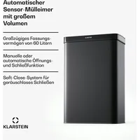 Klarstein Sensor-Mülleimer 60 l Schwarz