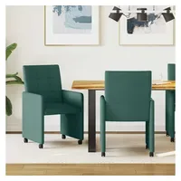 VidaXL Esszimmerstuhl Stoff dunkelgrün 2er Set