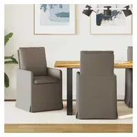 VidaXL Esszimmerstuhl Leinen hellgrau 2er Set