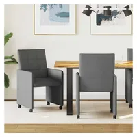 VidaXL Esszimmerstuhl Stoff dunkelgrau 2er Set