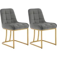 Woltu Esszimmerstuhl Samt grau 2er Set
