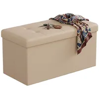 Relaxdays Faltbare Sitzbank Kunstleder Beige