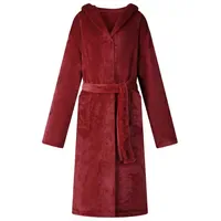 VidaXL Bademantel Hoodie Bordeauxrot L Flanell
