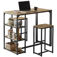 SoBuy Bartisch mit Stühlen Esstisch Stehtisch mit 3 Ablagefläche