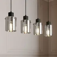 LINDBY Kourtney 12-flg. dimmbar 75 cm rechteckig Schwarz/Glas