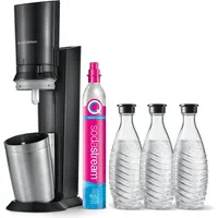 Sodastream Crystal 3.0 schwarz + 3 Glaskaraffen + CO2-Zylinder