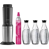 Sodastream Crystal 3.0 schwarz + 3 Glaskaraffen + CO2-Zylinder