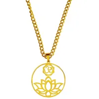 Saraswati Halskette Om Lotus Edelstahl vergoldet