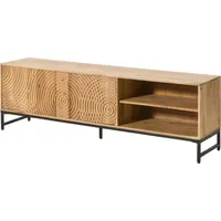 MASSIVMOEBEL24.DE Marrakesch TV-Lowboard 180x40x55 cm Natur Lackiert Schwarz/Holz, Metall,
