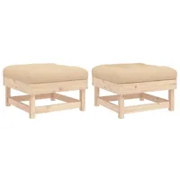 VidaXL Gartenhocker mit Kissen 2 Stk. Massivholz Kiefer  beige