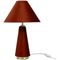 Relaxdays Tischlampe mit Samtschirm Dunkelrot,Gold