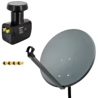 PremiumX 80cm Stahl anthrazit + Twin LNB