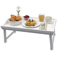 Relaxdays Betttablett aus Bambus Weiß