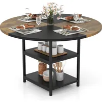 Costway Ø 120 cm schwarz/braun