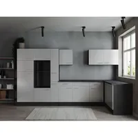 Respekta Winkelküche L-Form 370 cm Grau Weiß