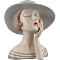 Gilde Figur Lady", mit Hut" creme, weiß B:16cm H:18cm