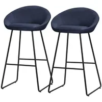 ML-Design Barhocker 2er Set Dunkelblau mit Rückenlehne & Fußstütze,