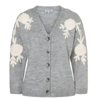 More & More Strickjacke mit Blüten-Stick