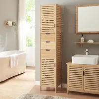 [en.casa] - Hochschrank Boksereys 180x35x35 cm Bambus