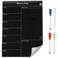 Relaxdays Speiseplan Wochenplaner, magnetisch, abwischbar, 4 Marker, Whiteboard für