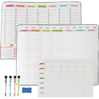 Relaxdays Whiteboard für Kühlschrank, 3er Set, Wochenplaner, Monatsplaner &