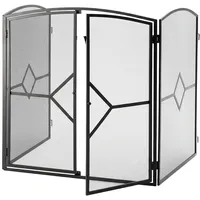 Relaxdays Funkenschutzgitter, Kamingitter mit Tür, HxBxT: 80 x 71