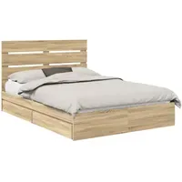 VidaXL Aufbewahrungsbett Sonoma-Eiche 140 x 200 cm Holzwerkstoff