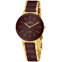 Jacques Lemans Damenuhr Monaco Goldfarben/Keramik Braun