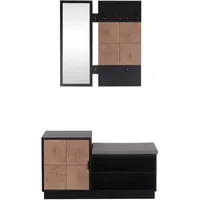 Hti-Living Garderobe + Kleiderstange, Garderobe Dana mit Schuhbank Schwarz