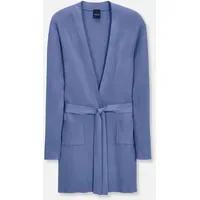 Madeleine Strickjacke Lange Strickjacke mit Bindeband Weiß 36