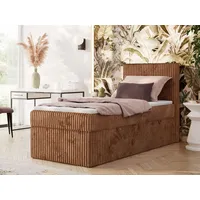 MKS Meble Boxspringbett 90x200 TILIANO, Einzelbett mit Multipocket-Matratze, Stauraumbett,